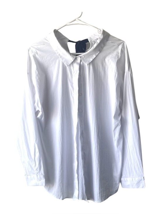 Naked Zebra Tops - Naked Zebra White Button Down Top with Classic Collar